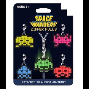 Space Invaders rubber zipper pulls / bag charms